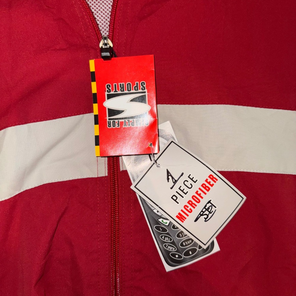 NWT Simply For Sports Red Cream Stripe Track Jacket XXL Windbreaker - Picture 8 of 12